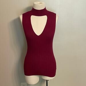 Express Women’s Knit Sleeveless Top Red Cutout Size‎ Medium